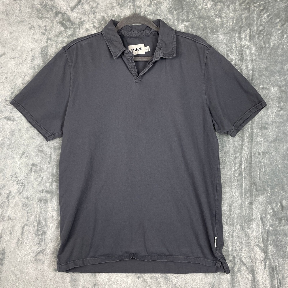 Pact Men's Dark Charcoal Polo Shirt Size Large